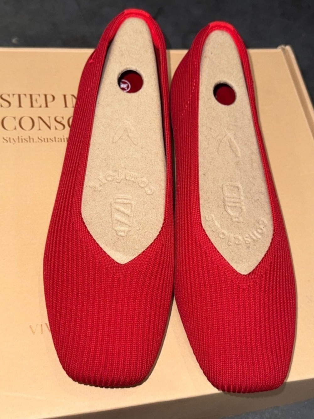 Women’s Red Knit Slip-On Flats